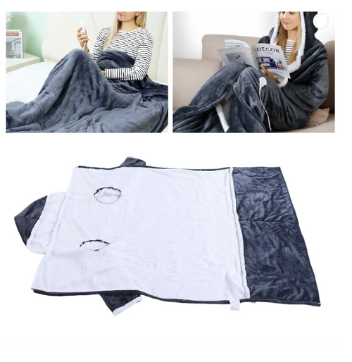 ThermaHood™ – Ogrzewany Koc Premium z Kapturem i Rękawami