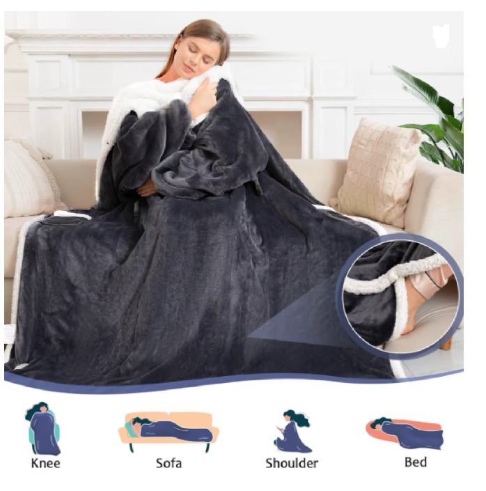 ThermaHood™ – Ogrzewany Koc Premium z Kapturem i Rękawami