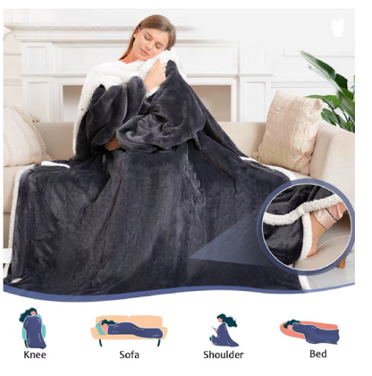 ThermaHood™ – Ogrzewany Koc Premium z Kapturem i Rękawami